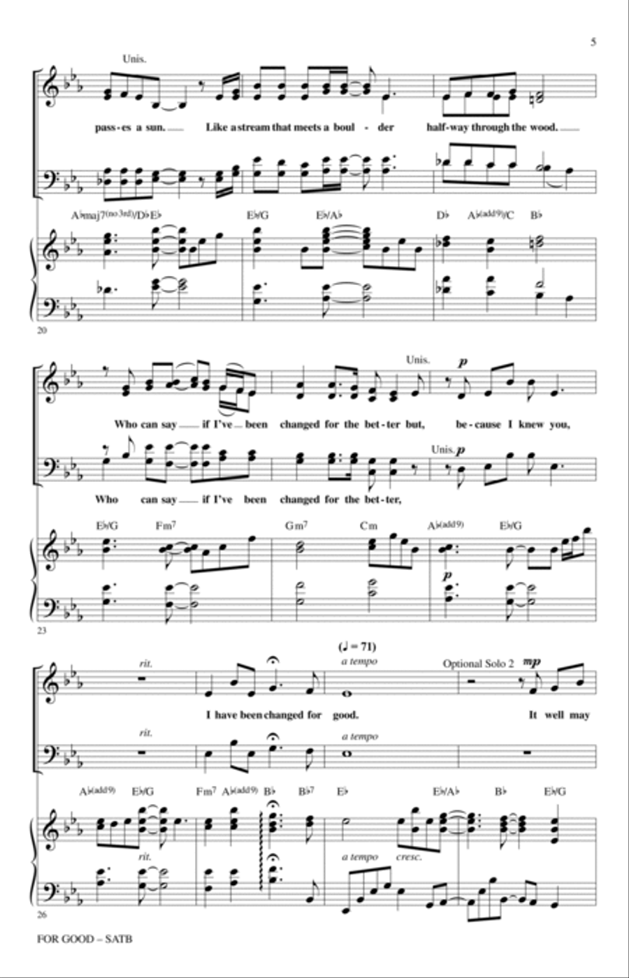 For Good (from Wicked) (arr. Mac Huff) 4-Part scores gallery preview page 3