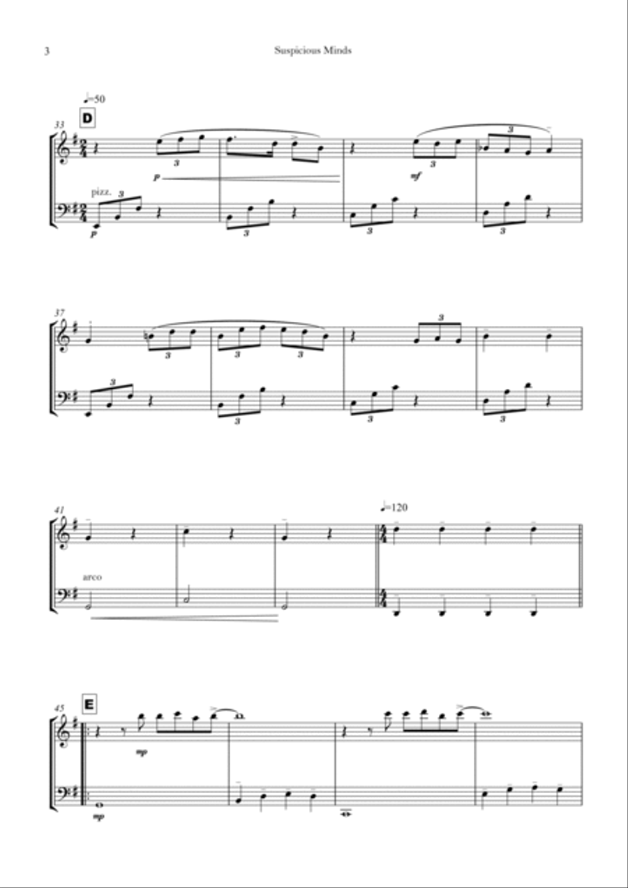 Suspicious Minds Suspicious Minds String Duet scores gallery preview page 3