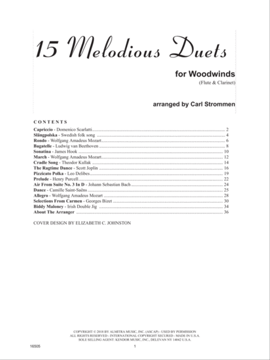 15 Melodious Duets- Flute and Clarinet Woodwind Duet scores gallery preview page 2