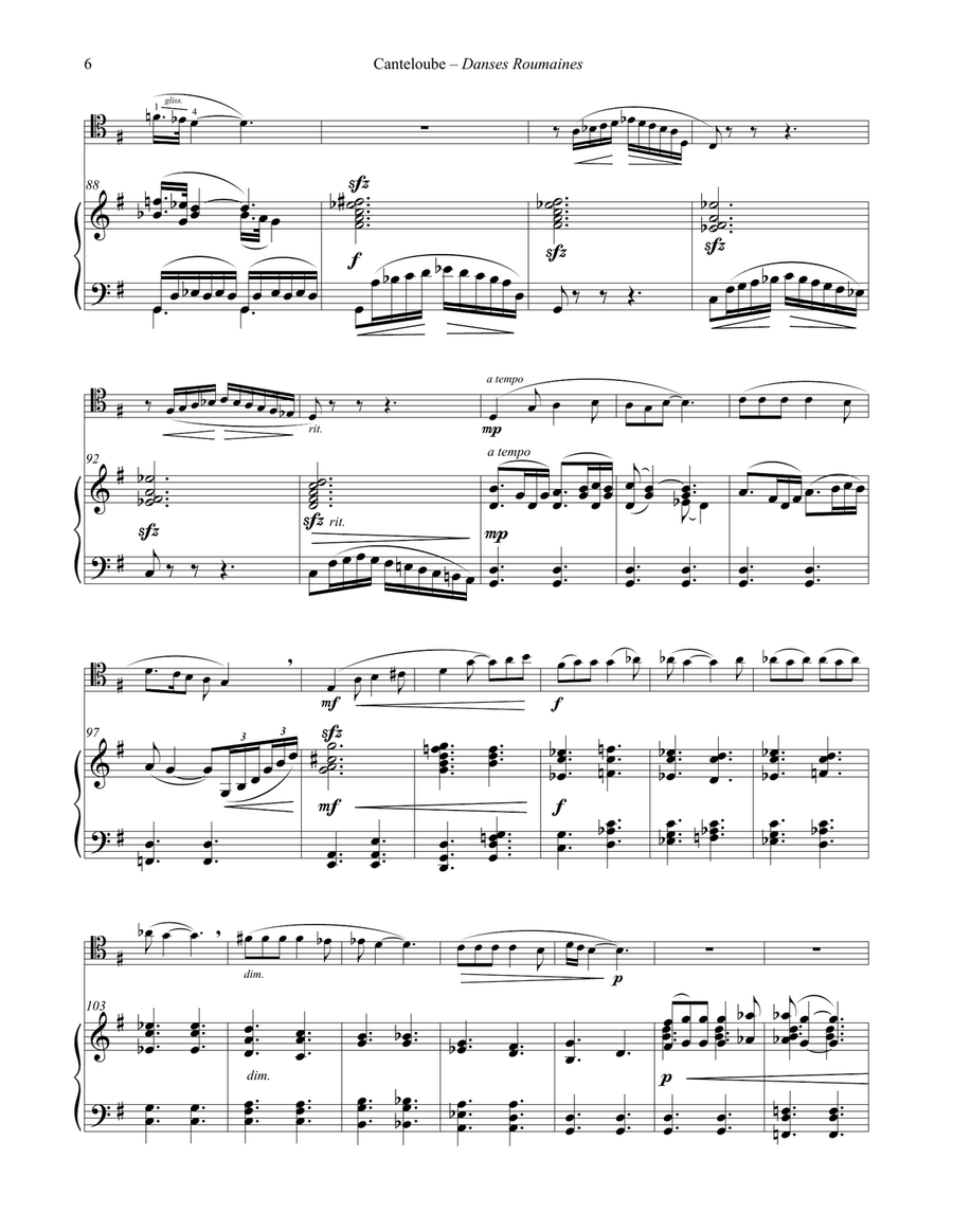 Danses Roumaines for Trombone and Piano Piano scores gallery preview page 6