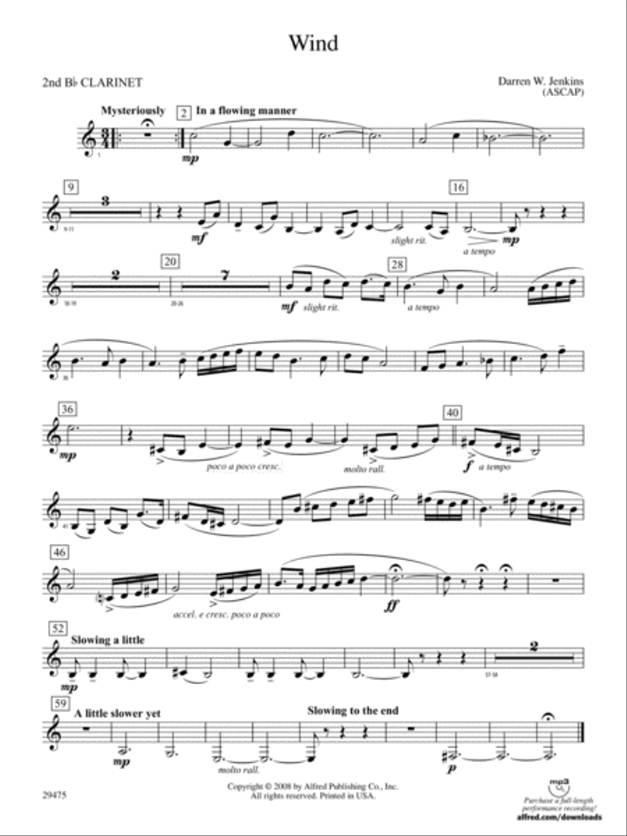 Wind: 2nd B-flat Clarinet Concert Band scores gallery preview page 1