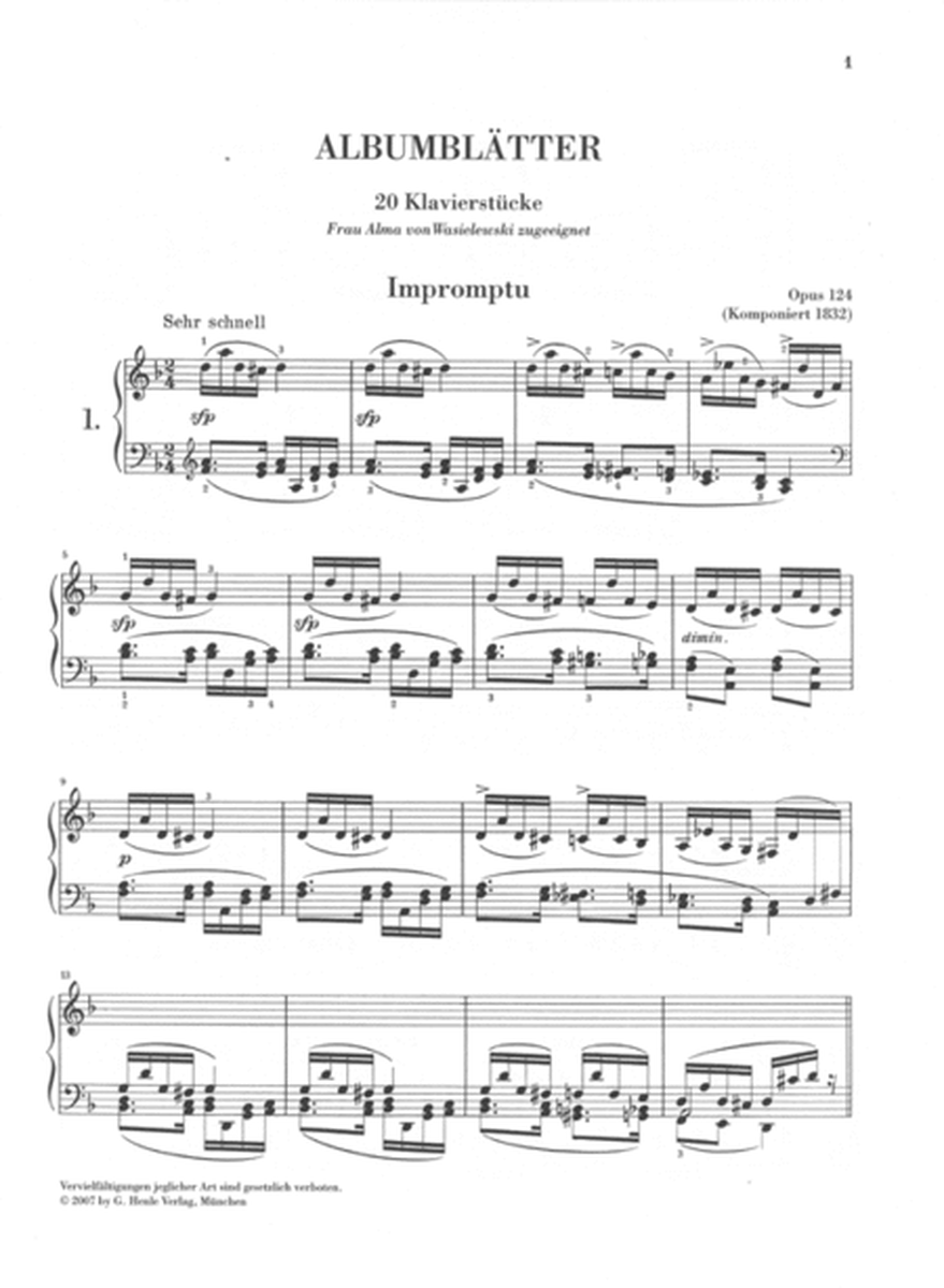 Albumblätter (Album Leaves) Op. 124