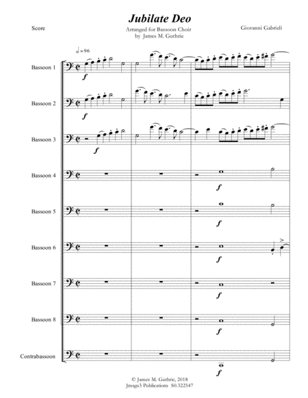 Gabrieli: Jubilate Deo Ch. 136 for Bassoon Choir image number null
