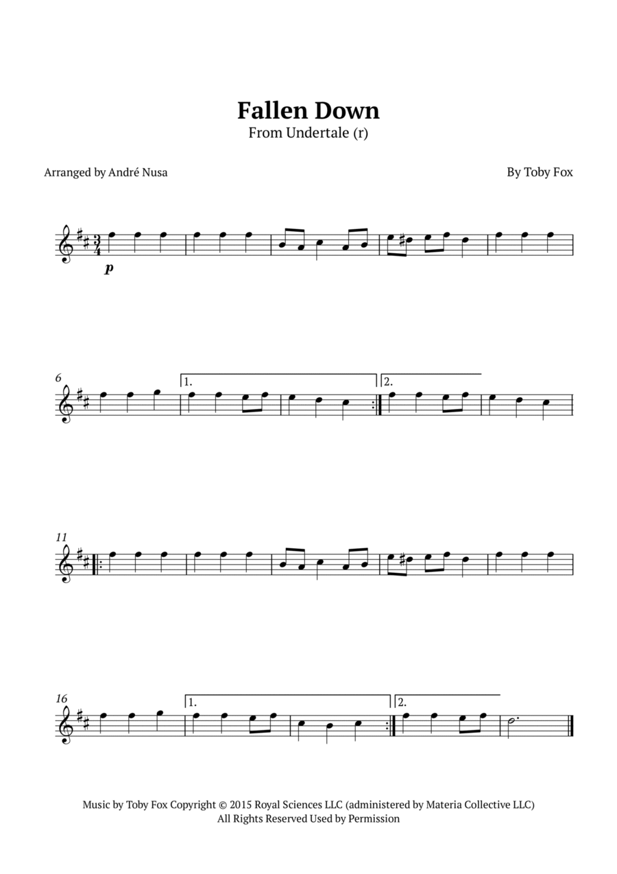 Fallen Down B-Flat Clarinet scores gallery preview page 1