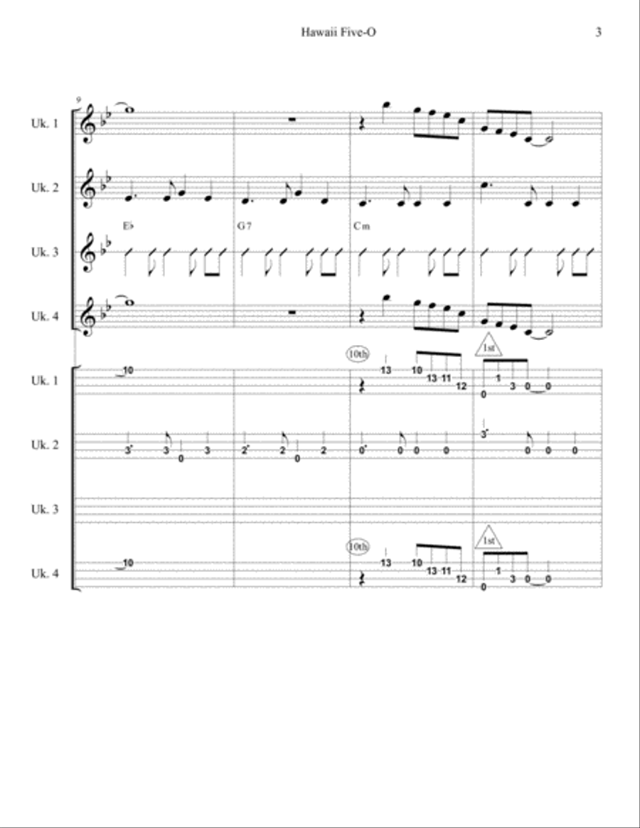 Hawaii Five-O Theme Ukulele scores gallery preview page 3