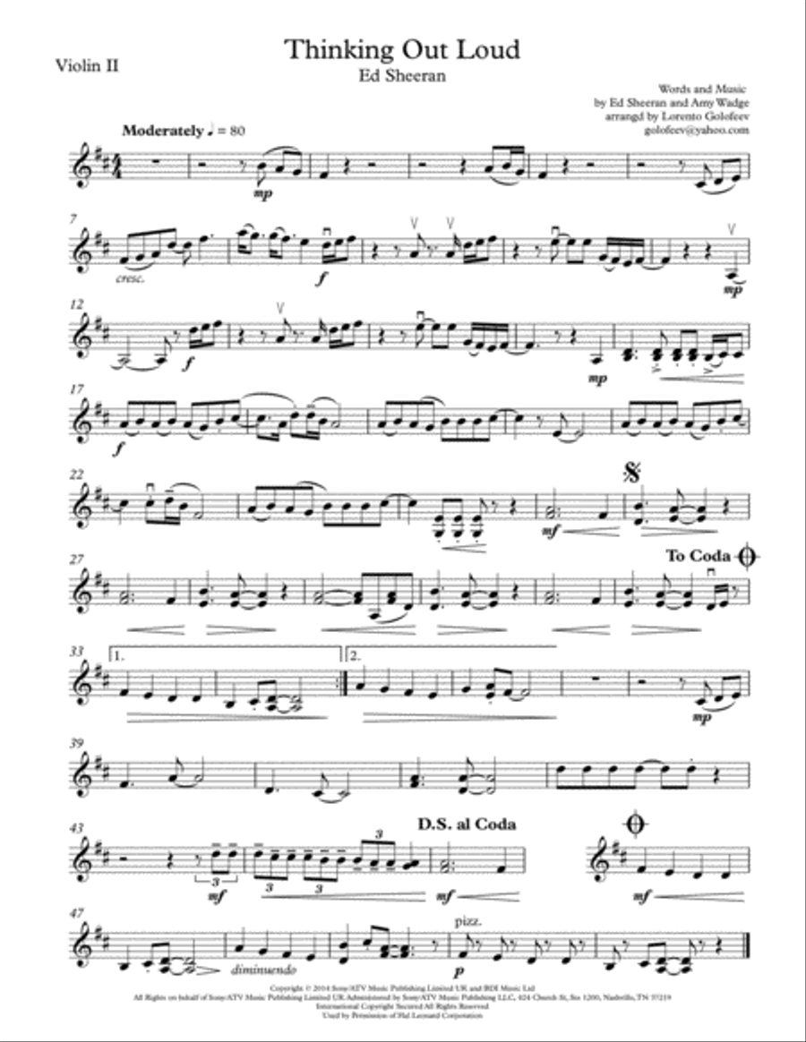 Thinking Out Loud String Quartet scores gallery preview page 2