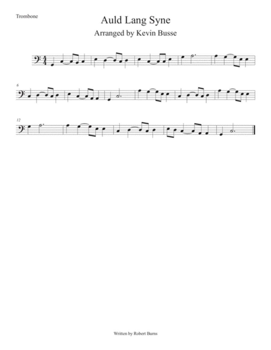 Auld Lang Syne (Easy key of C) Trombone image number null