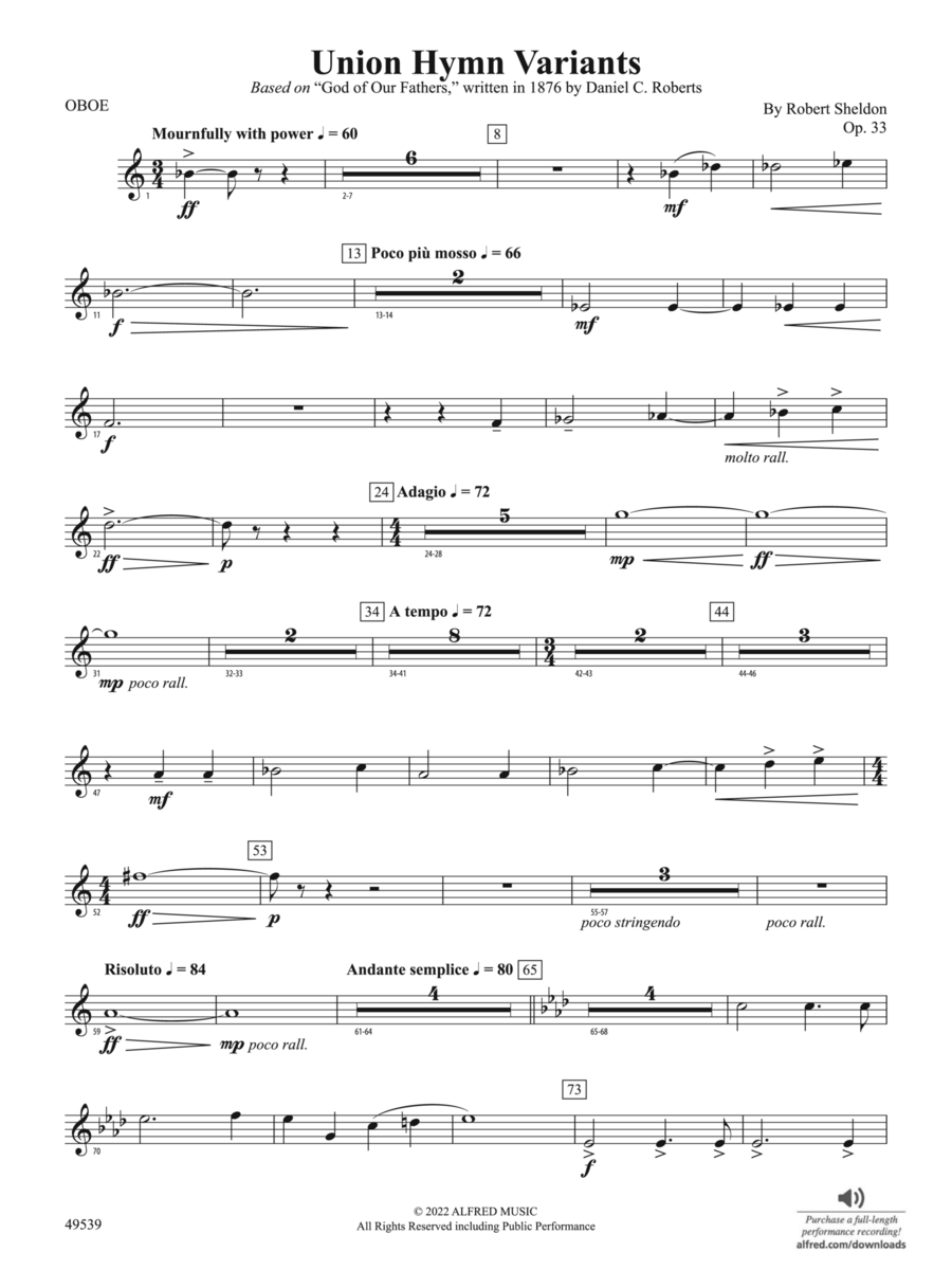 Union Hymn Variants: Oboe Concert Band scores gallery preview page 1