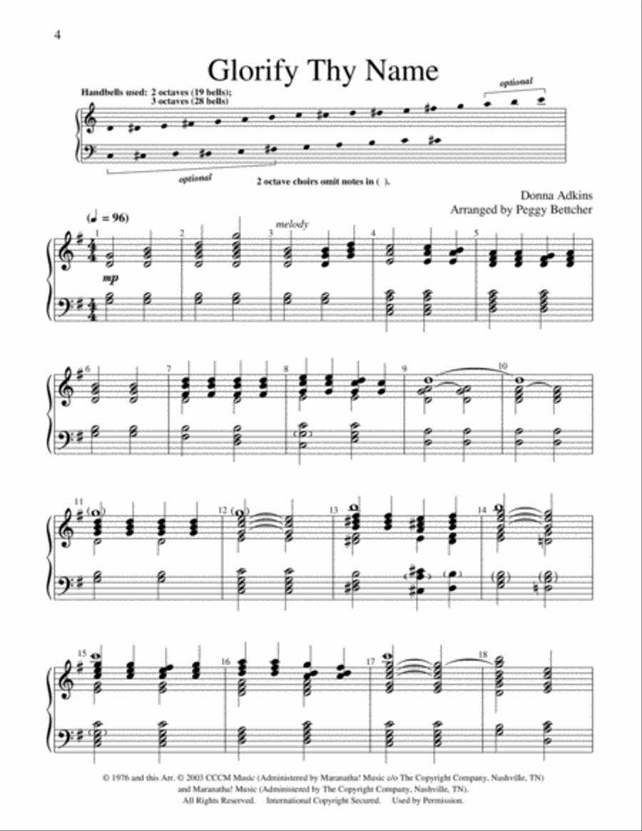 Easy to Ring Praise and Worship 3-Octaves scores gallery preview page 23