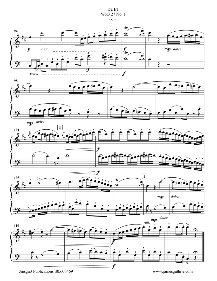 Beethoven: Three Duets WoO 27 for Tenor Sax & Cello Tenor Saxophone scores gallery preview page 6