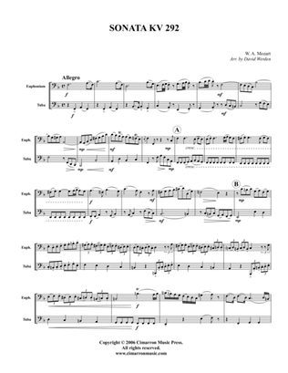 Book cover for Sonata, KV. 292