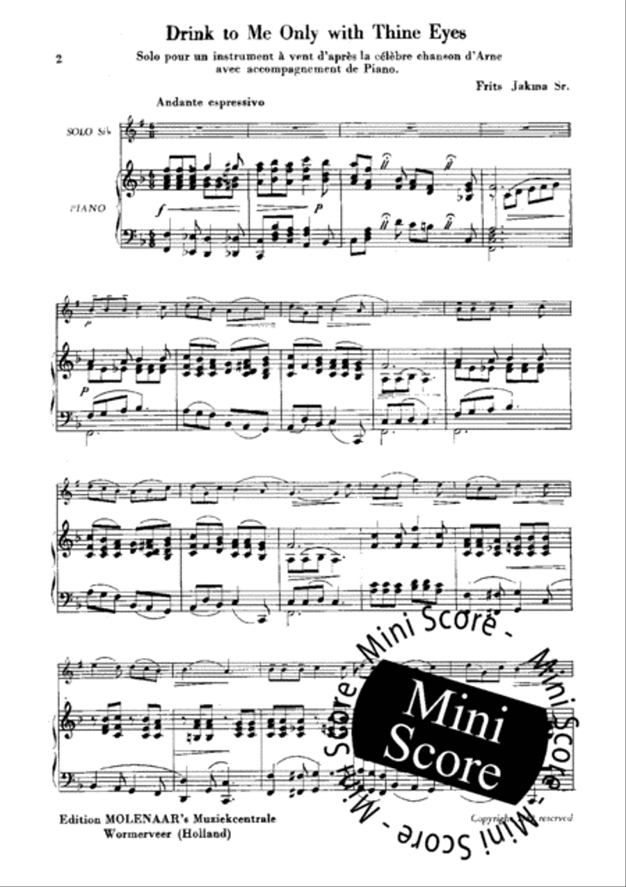 Drink to me Only with Thine Eyes Clarinet scores gallery preview page 4
