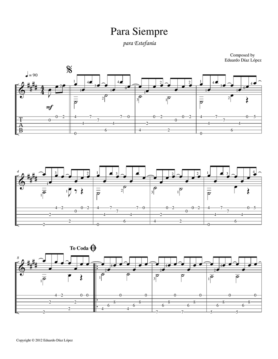 Para Siempre Guitar Solo scores gallery preview page 2
