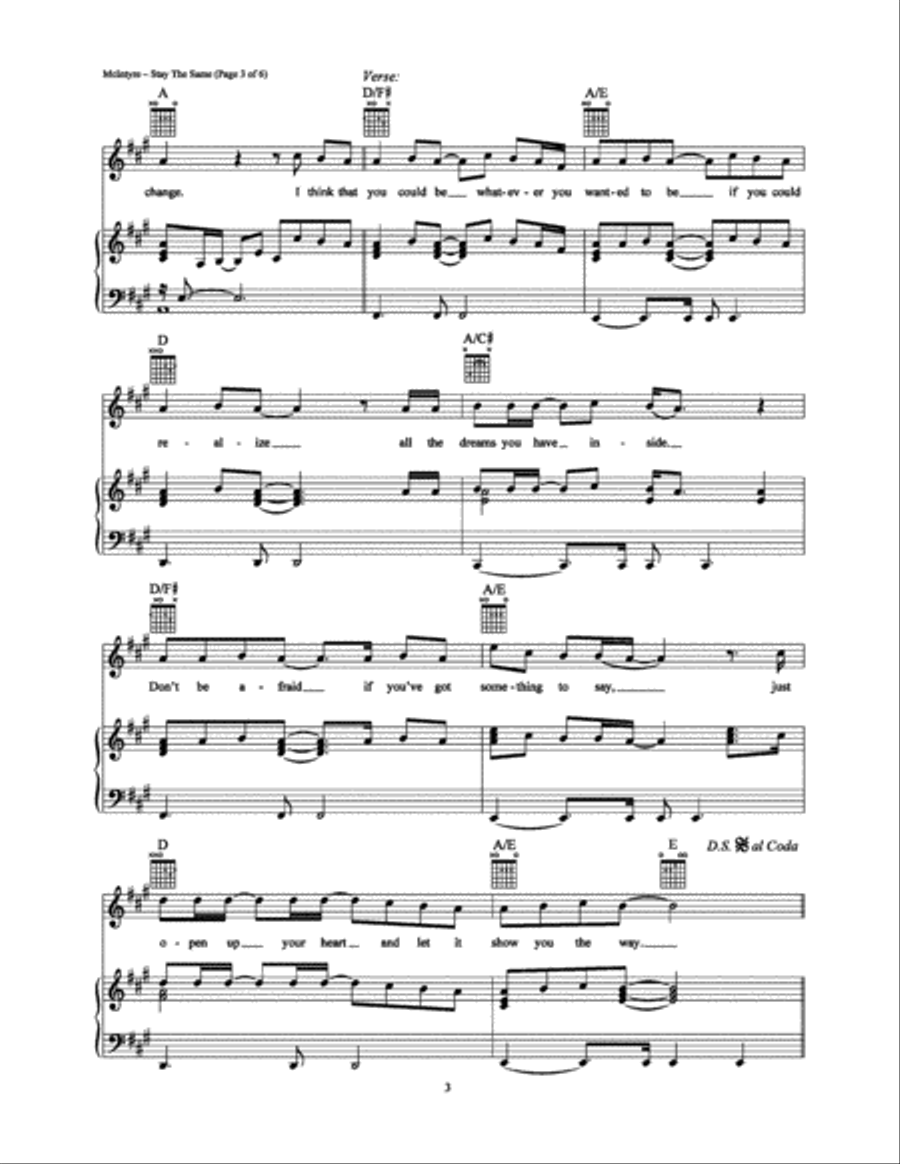 Stay the Same Piano, Vocal, Guitar scores gallery preview page 3
