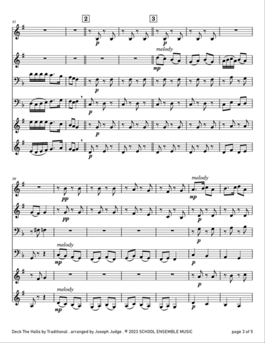 Deck The Halls for Brass Quartet in Schools Brass Quartet scores gallery preview page 3