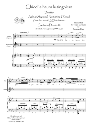 Book cover for Donizetti-L'Elisir d'amore-Chiedi all'aura lusinghiera (Act1) Soprano, tenor and piano