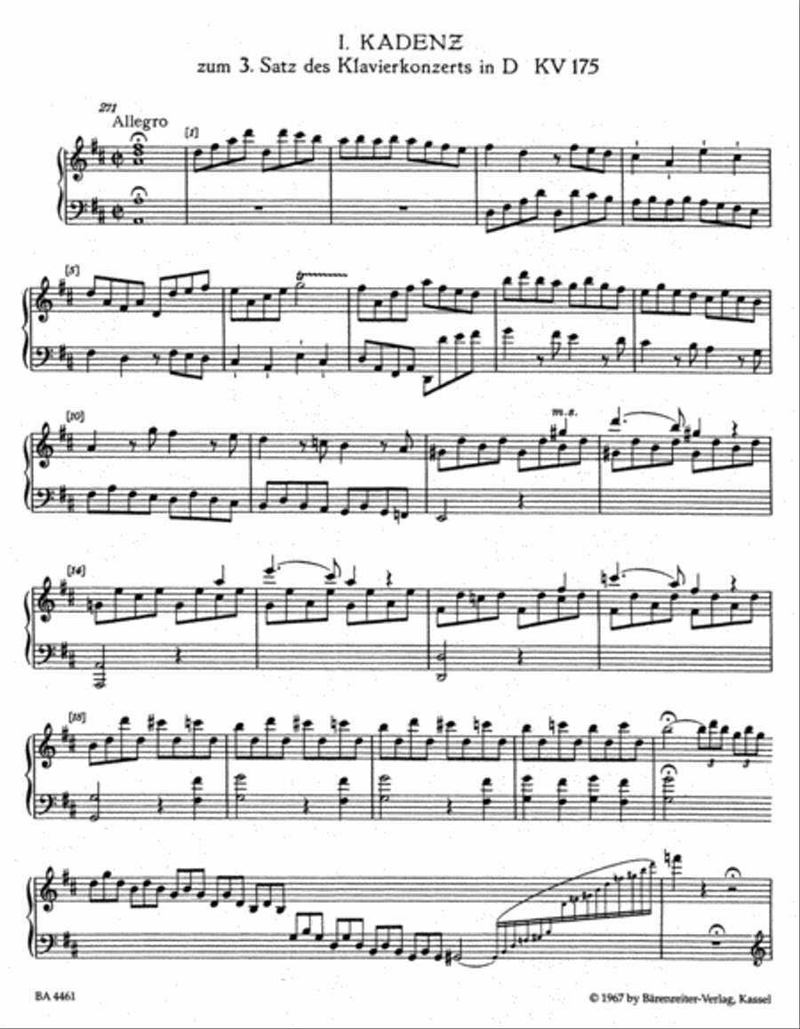 Cadenzas, Lead-ins and Ornaments to the Piano Concertos of Wolfgang Amadeus Mozart