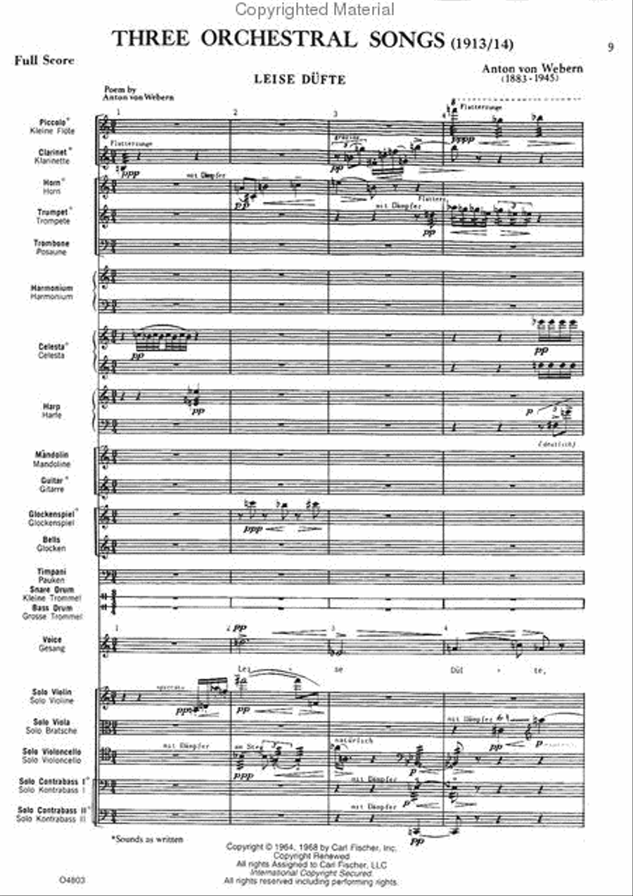 Three Orchestral Songs Orchestra scores gallery preview page 2