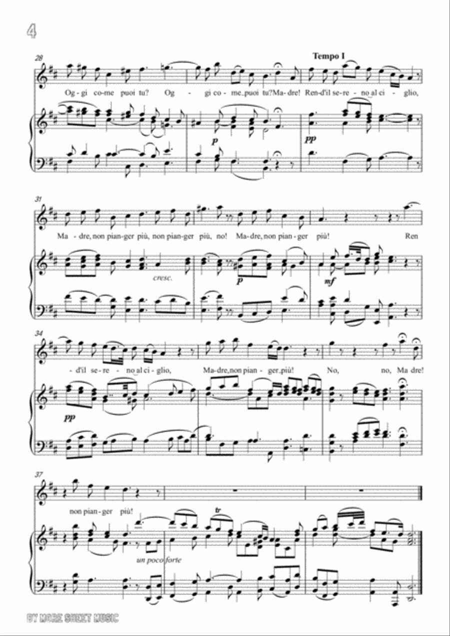 Handel-Rasserena,o Madre…Rend'il sereno al ciglio in a minor,for Voice and Piano Voice Solo scores gallery preview page 6
