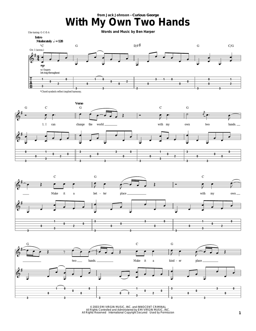 With My Own Two Hands With My Own Two Hands Acoustic Guitar scores gallery preview page 1