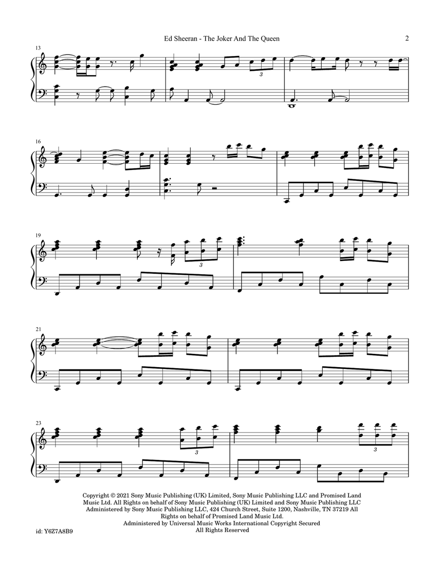 The Joker And The Queen (Feat. Taylor Swift) Piano Solo scores gallery preview page 2