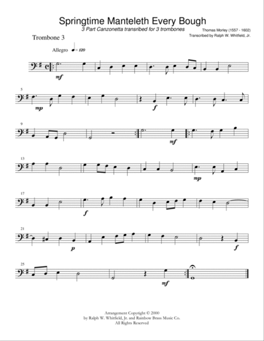 9 3-Part Canzonettas by Thomas Morely 3-Part scores gallery preview page 5