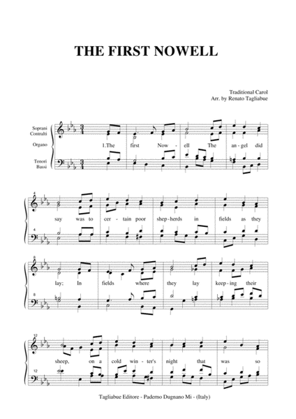 THE FIRST NOEL - Traditional Carol - Arr. for SATB Choir image number null