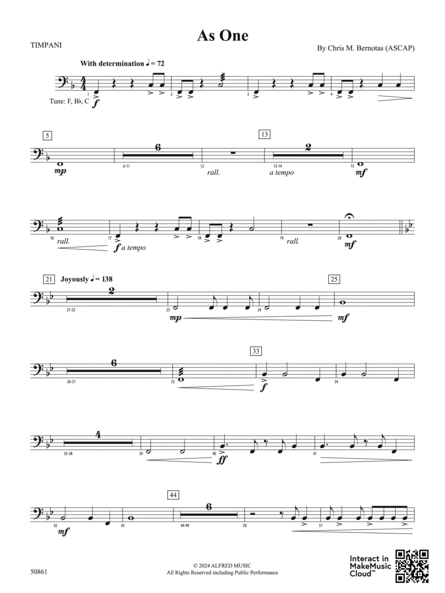 As One: Timpani As One: Timpani Concert Band scores gallery preview page 1