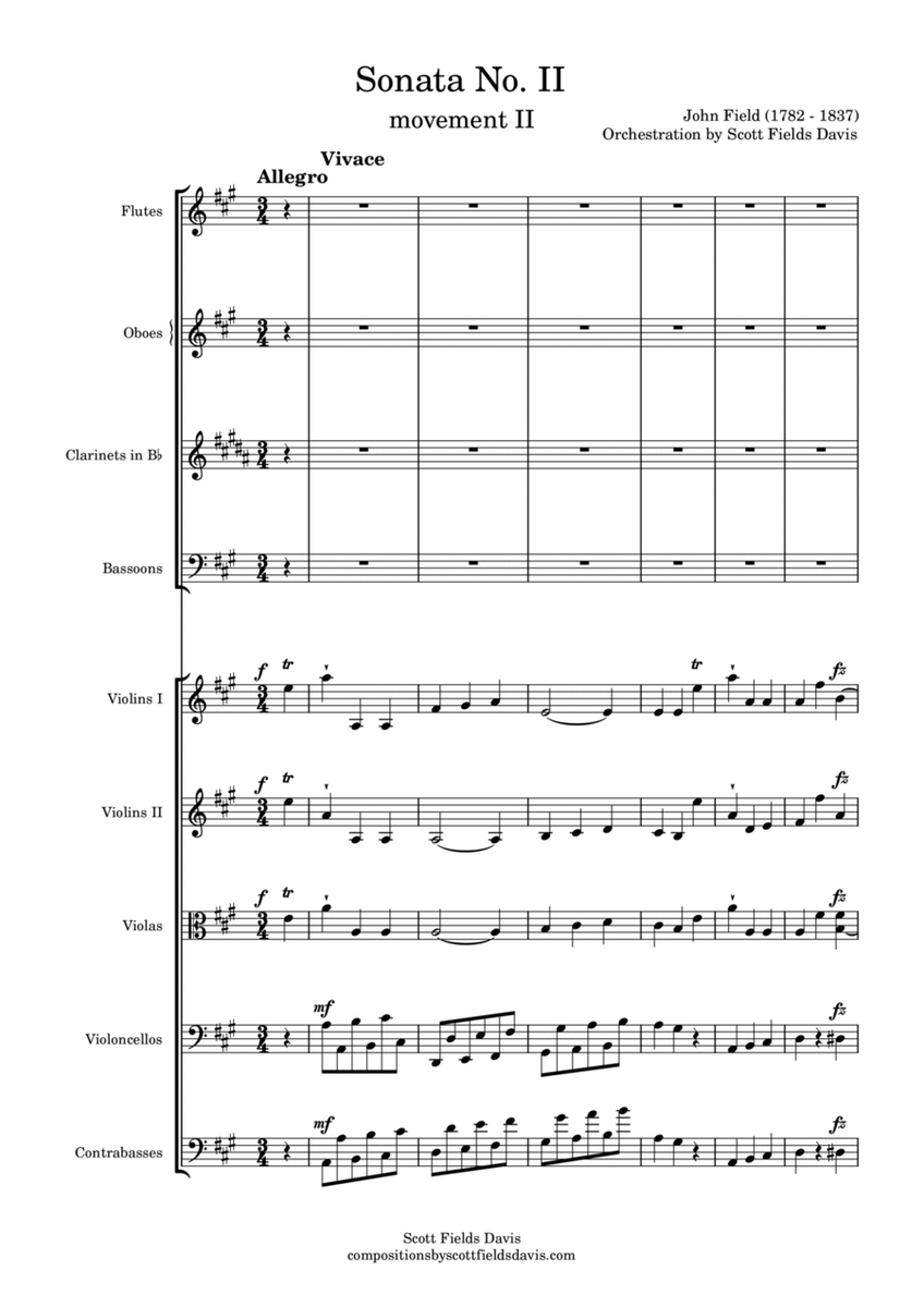 John Field, Sonata II (Movement II) arranged for orchestra by Scott Fields Davis image number null