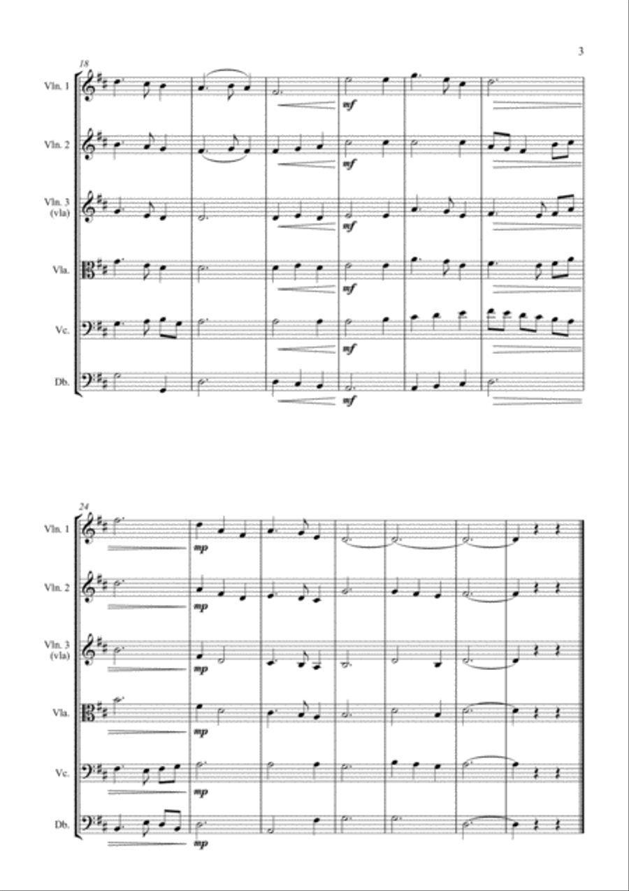 Fifteen Traditional Carols for String Orchestra - Score - Score Only String Orchestra scores gallery preview page 3