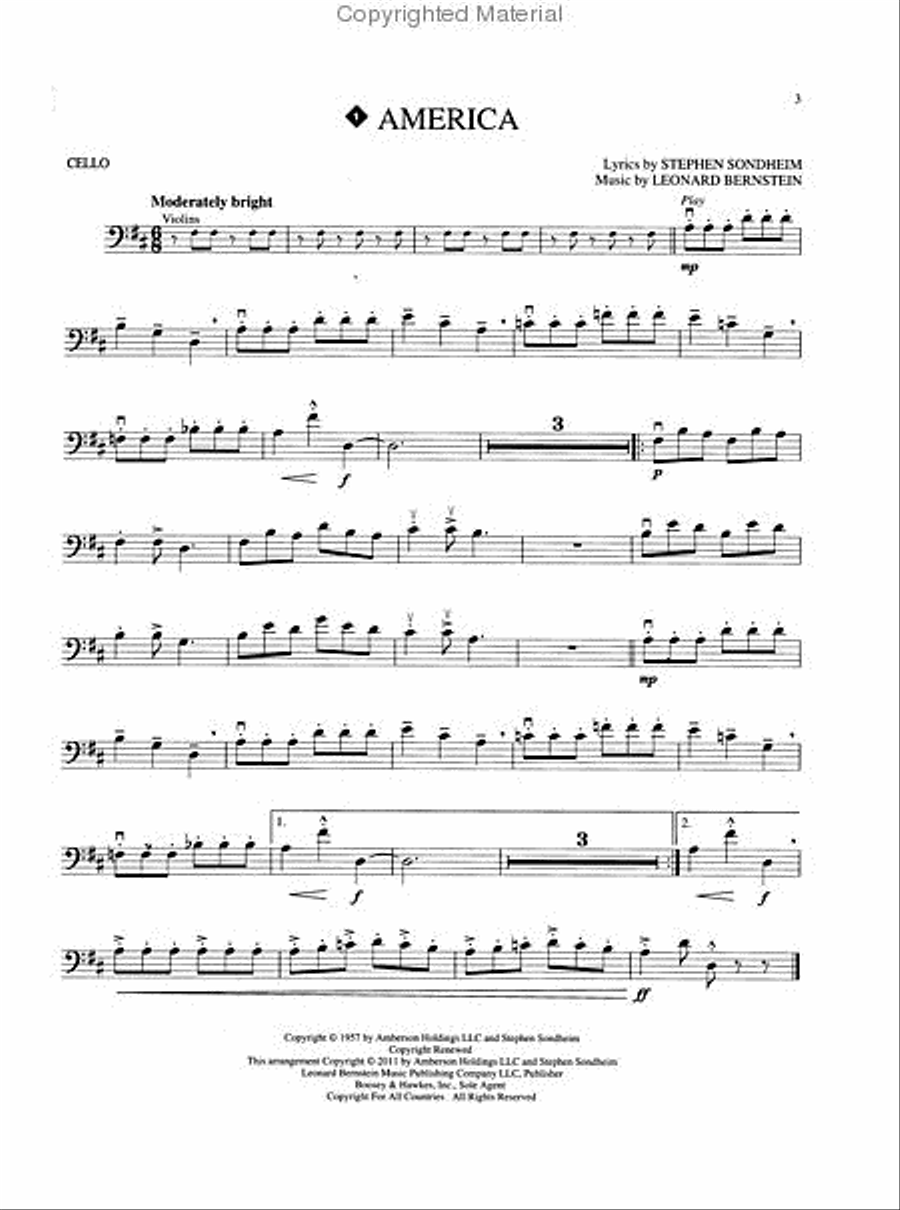 West Side Story for Cello Cello scores gallery preview page 2