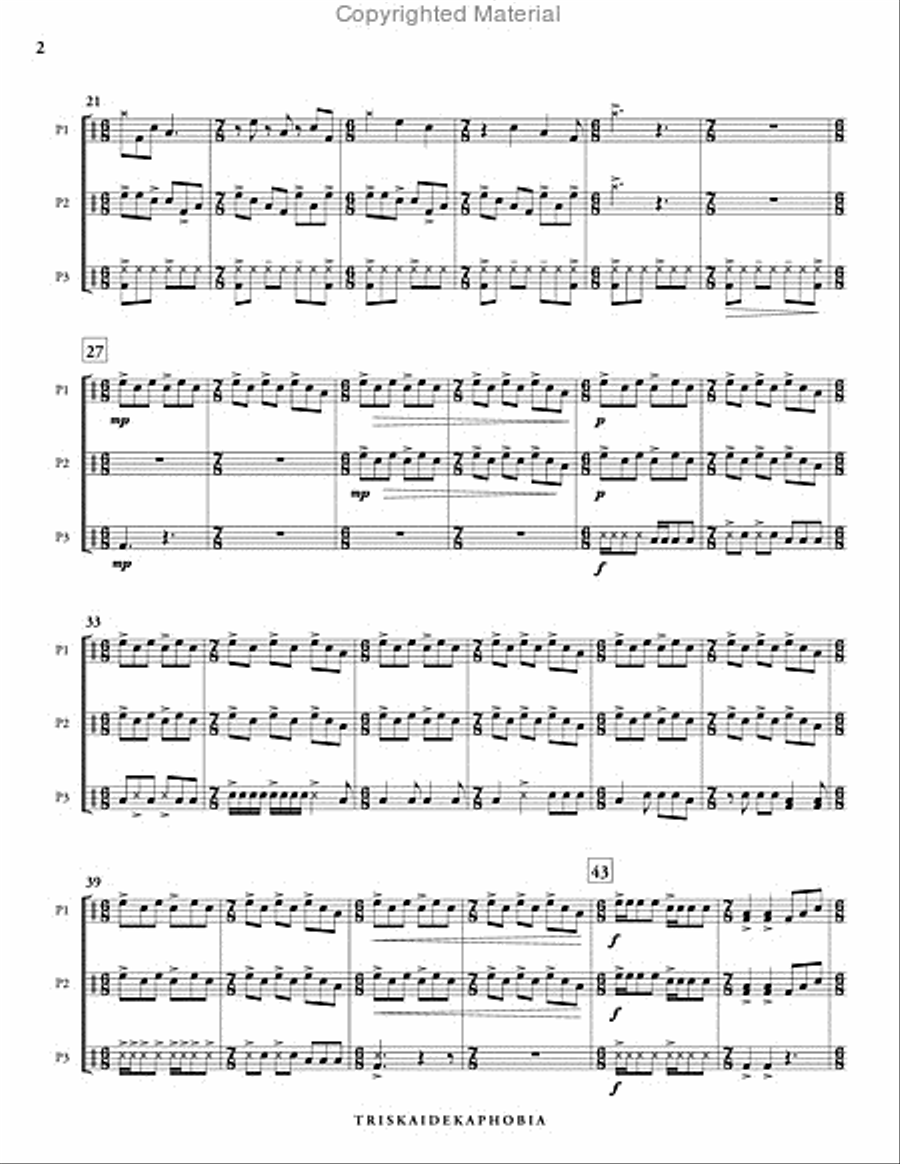Triskaidekaphobia (score & parts) Percussion Ensemble scores gallery preview page 3