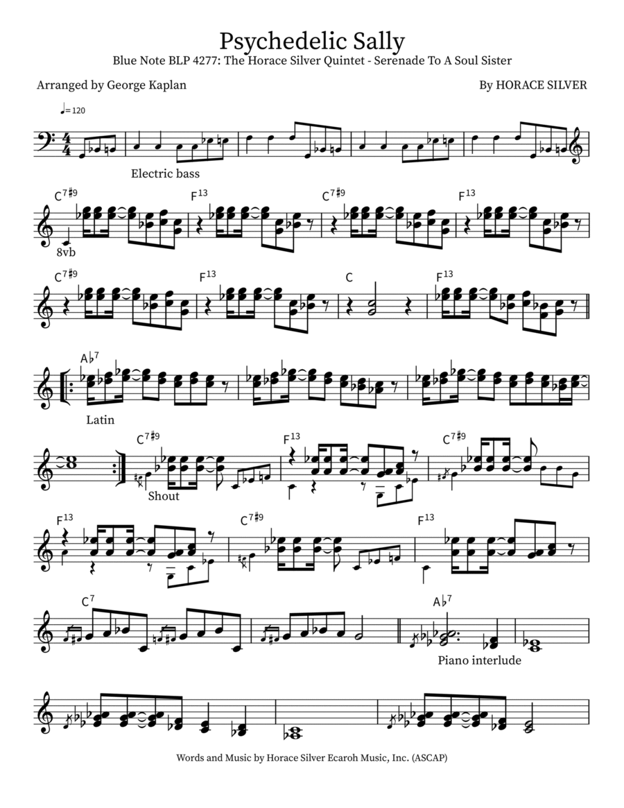 Psychedelic Sally Piano scores gallery preview page 1