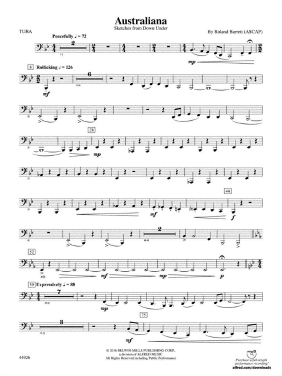 Australiana: Tuba Concert Band scores gallery preview page 1