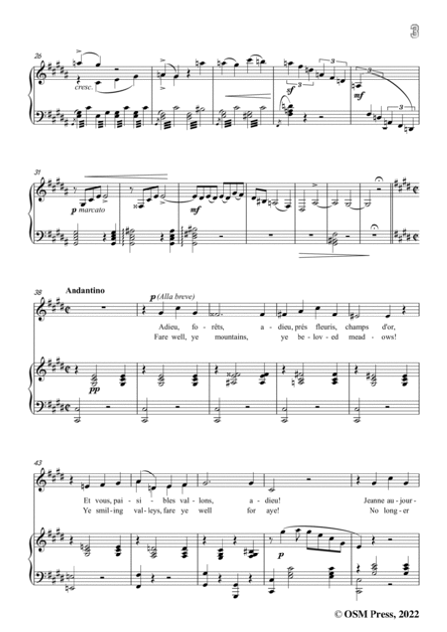 Tchaikovsky-Adieu,forêts,from Jeanne D'arc,in B Major,for Voice and Pinao Voice scores gallery preview page 5