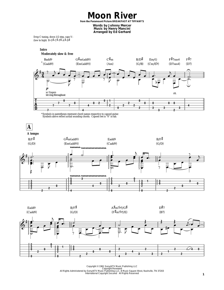 Moon River Moon River Guitar Solo scores gallery preview page 1