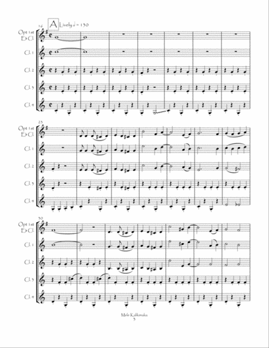 Mele Kalikimaka Clarinet Quartet scores gallery preview page 6