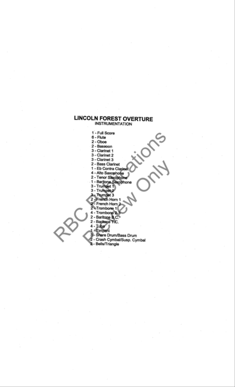 Lincoln Forest Overture (Score) Concert Band scores gallery preview page 3