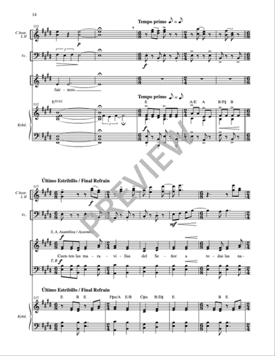 Cuenten las Maravillas del Señor / Proclaim His Marvelous Deeds - Full Score and Parts Cello scores gallery preview page 15