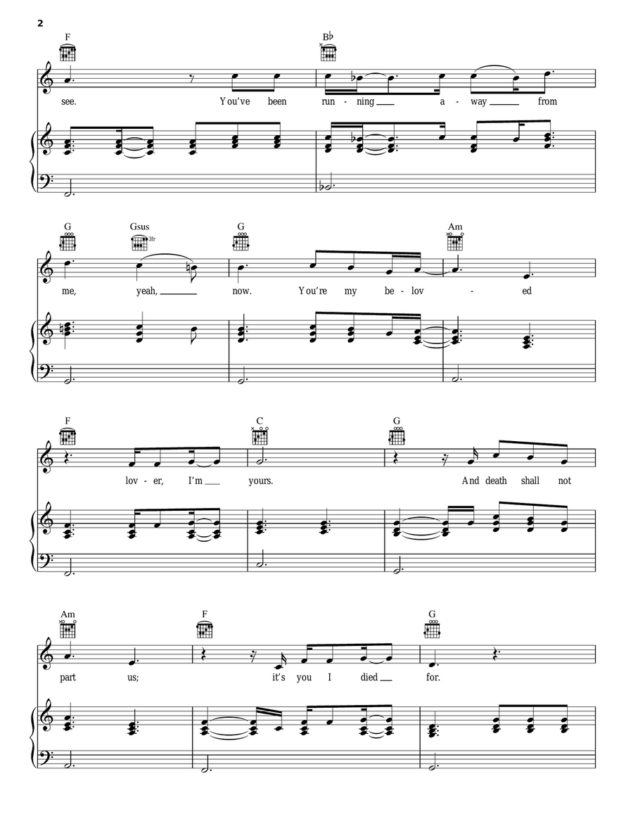 Beloved Beloved Piano, Vocal, Guitar scores gallery preview page 2