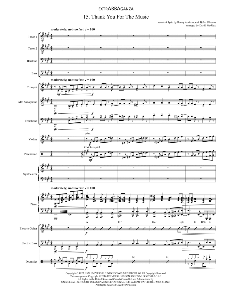Thank You For The Music Large Ensemble scores gallery preview page 1