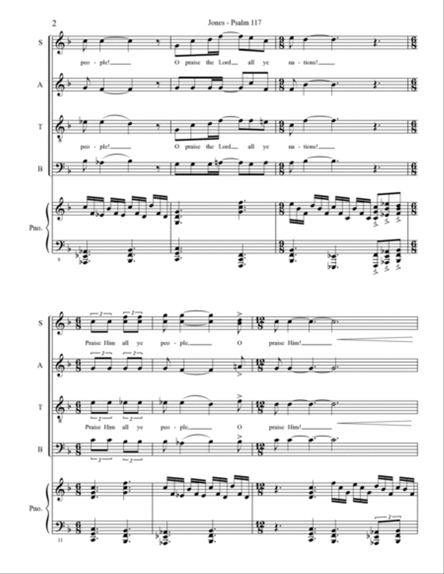 Psalm 117 - O Praise the Lord, All Ye Nations 4-Part scores gallery preview page 2