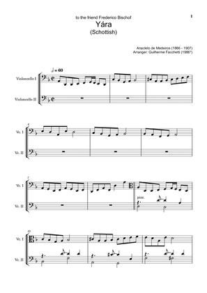 Anacleto de Medeiros - Yára. Arrangement for Cello Duet. Complete Score and Parts