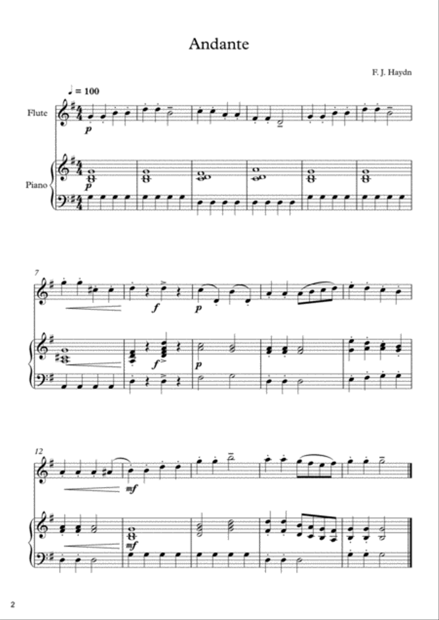 70 Easy Classical Pieces For Flute & Piano Flute Solo scores gallery preview page 4