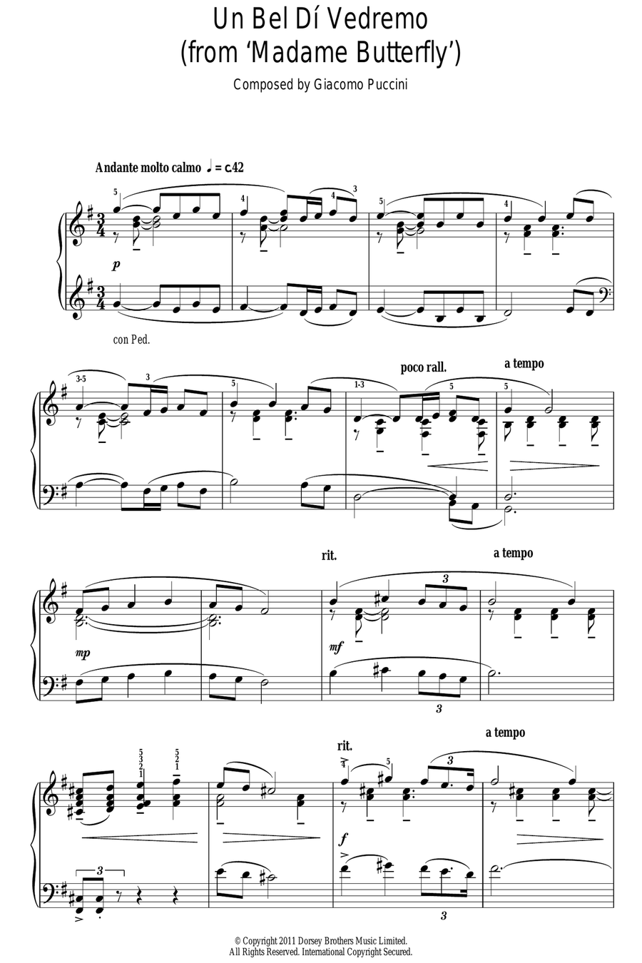 Un Bel Dí Vedremo Piano Solo scores gallery preview page 1