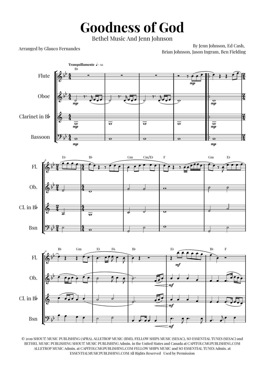 Goodness Of God Woodwind Quartet scores gallery preview page 1