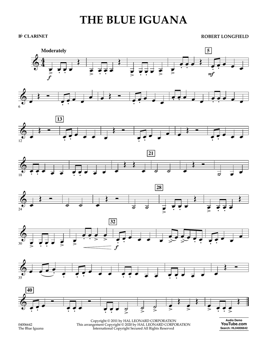 The Blue Iguana - Bb Clarinet Concert Band scores gallery preview page 1