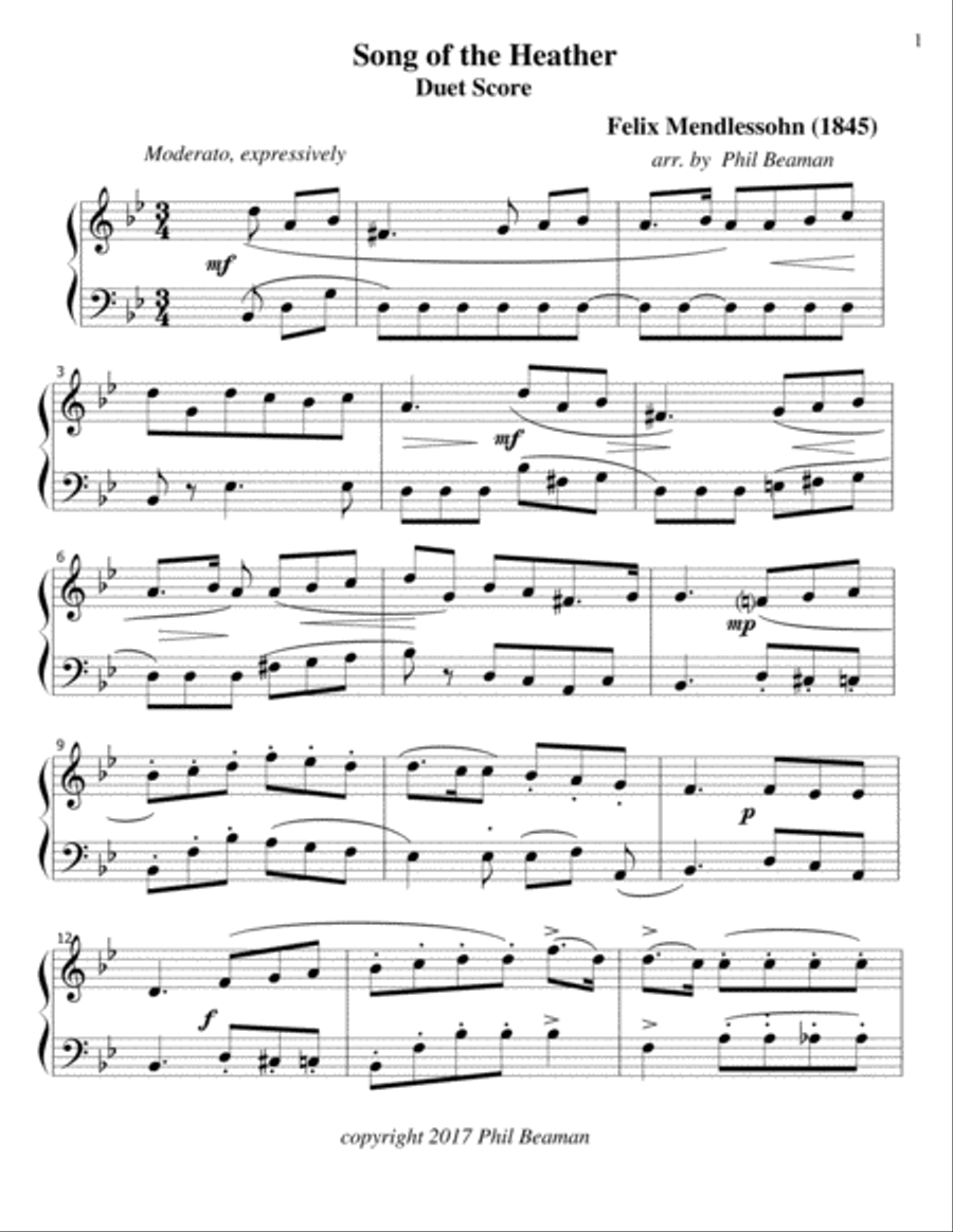 Song of the Heather -Mendelssohn- Oboe/Bassoon duet Woodwind Duet scores gallery preview page 1