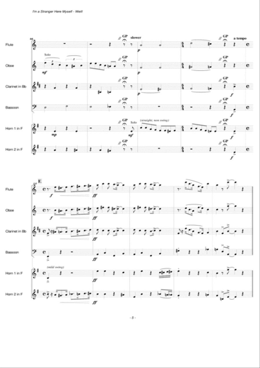 I'm A Stranger Here Myself Woodwind Ensemble scores gallery preview page 6