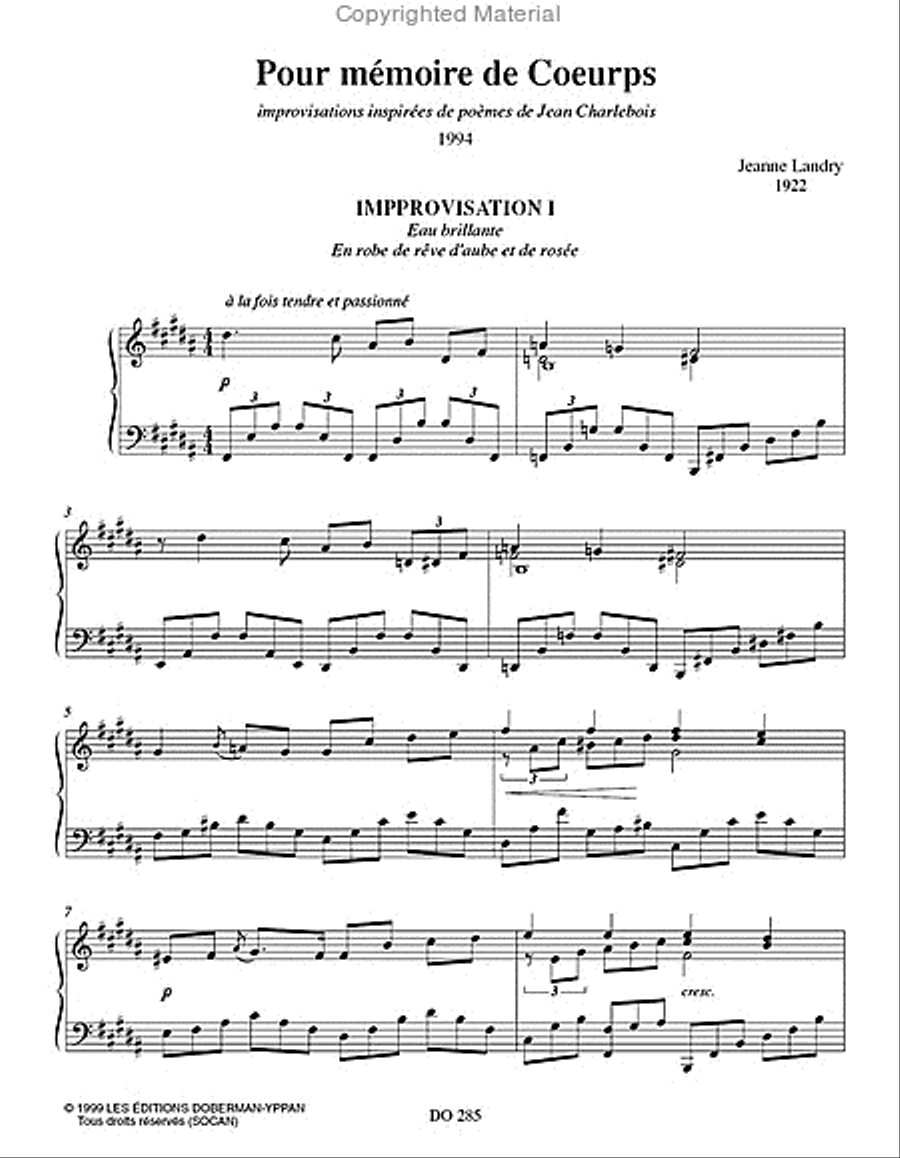 Pour mémoire de coeurps Piano Solo scores gallery preview page 2